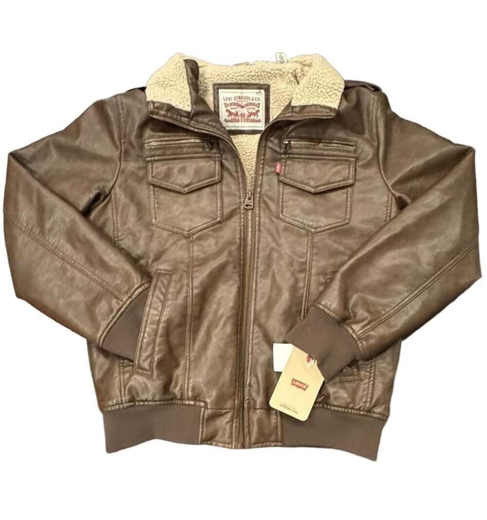 Levi's Faux Leather Bomber Jacket Brown